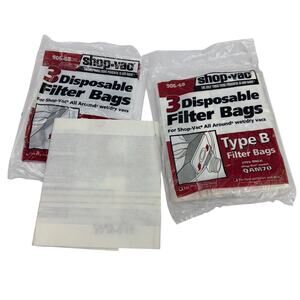 Shop-Vac Type B Filter Bags 906-68 Lot of 4 (3 + 1) for 2–2.5 gal/QAM70